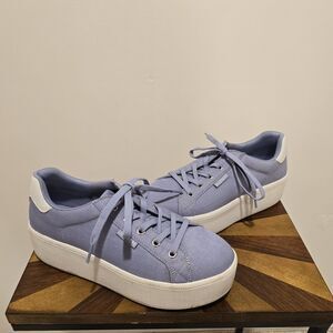 Skechers Plateau Chambray Lace Up Platform Sneakers Shoes Periwinkle 10 Womens